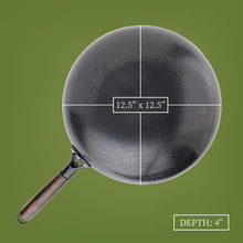 Load image into Gallery viewer, Carbon Steel Wok with 2 Spatulas & Wooden Lid