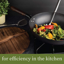 Load image into Gallery viewer, Carbon Steel Wok with 2 Spatulas & Wooden Lid