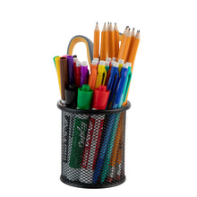 Load image into Gallery viewer, Homeries Round Mesh Pen Pencil Holder for Desk, Office & School – Cylindrical Stationary Organizer Stand Cup to Keep Office Supplies Organized - Durable Aluminum Metal Construction 3 Pack