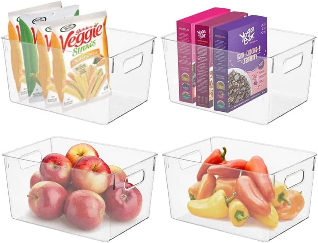 NutriChef 6-Piece Clear Pantry & Fridge Organizer Bins – Includes Egg Tray, BPA-Free