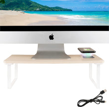 Load image into Gallery viewer, Computer Monitor Stand with Wireless Qi-Certified 10W Fast Charging Pad
