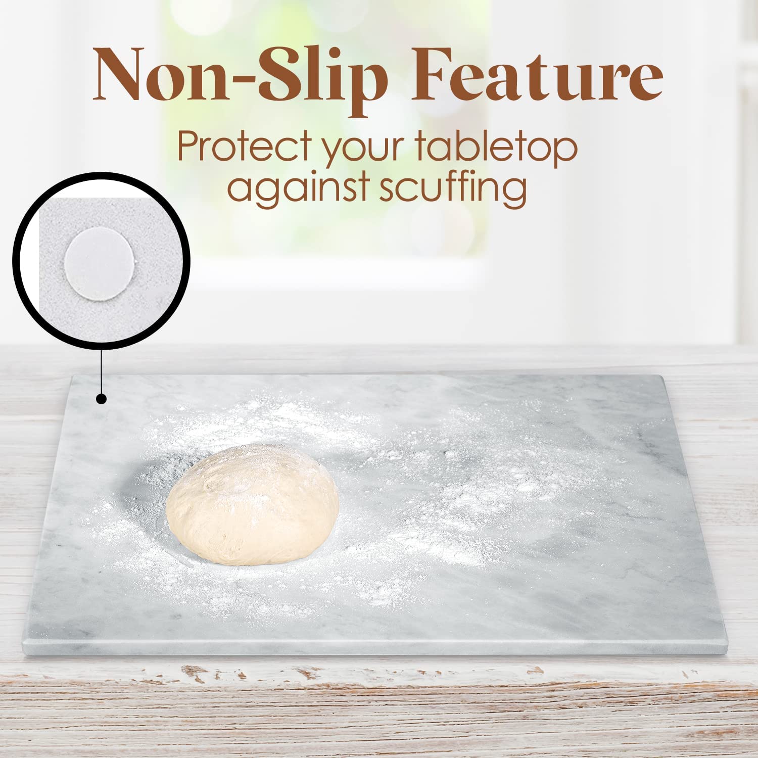 Kitchen Marble Stone Cutting Board - Marble Cutting & Charcuterie Board of 16 x 12 x 0.6 Inches, Non Slip Scratch Resistant Pastry Tray, Rectangular