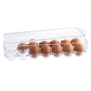 Homeries Stackable Egg Tray Holder (Holds 12 Eggs) for Refrigerator & Kitchen - Dozen Eggs Storage Container & Organizer with Lid – Protects & Keeps Fresh - Portable Plastic Egg Carrier.