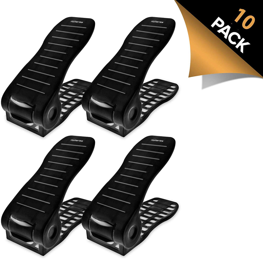 Homeries Shoe Slot Organizer (10 Pack) – Space Saving Adjustable Shoes Organizer Rack for Closet – Easy Shoe Stacker for Sneakers, Low Heels, High Heels, Sandals, Kids Shoes