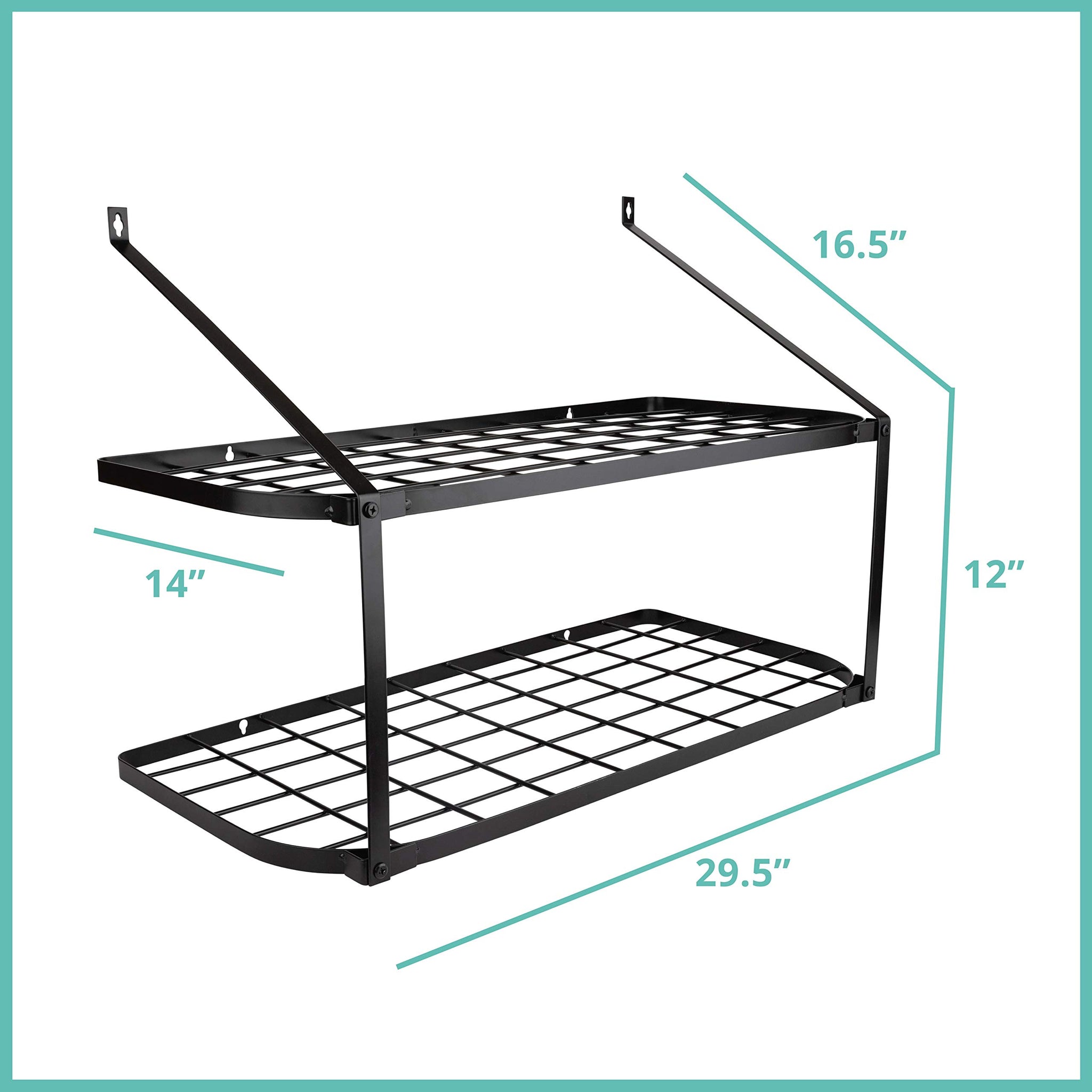 Wall Mounted Pot & Pan Holder with Shelf – Heavy Duty Square Grid Pan –  Homeries