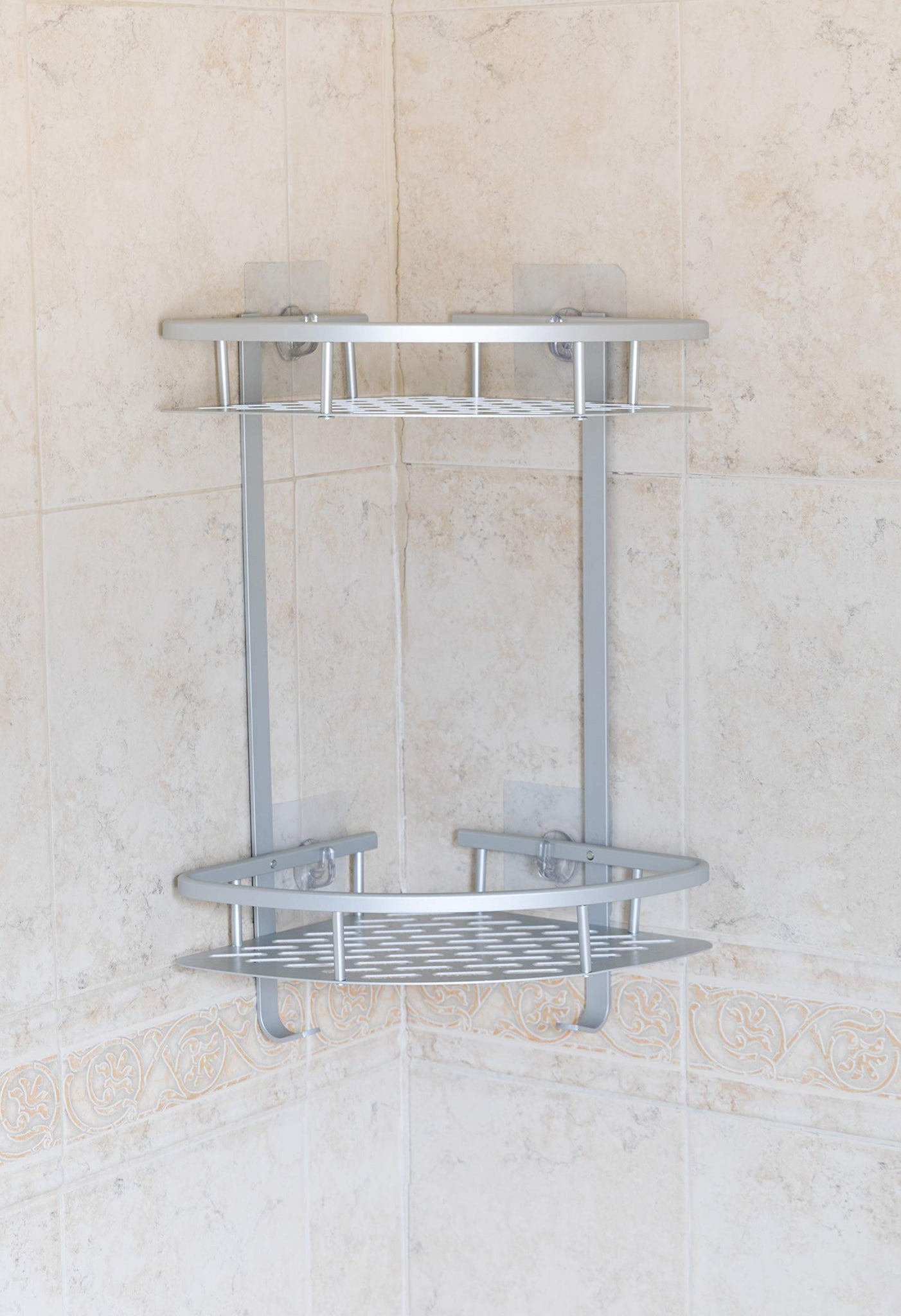Homeries Shower Caddy - Durable 2 Layers No Rust Aluminum Bathroom She