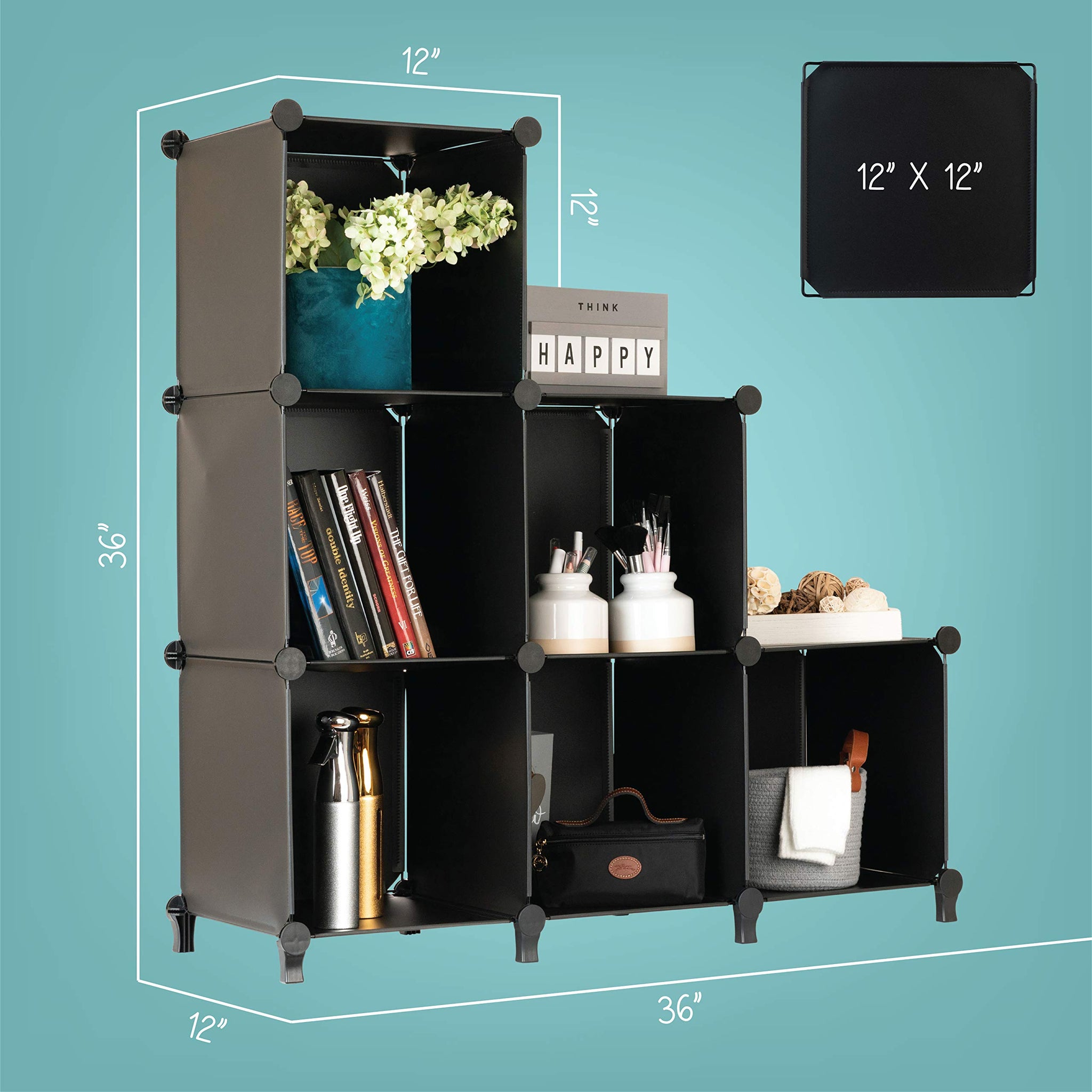 SUGIFT Cube Storage 12-Cube Bookshelf Closet Organizer Storage Shelves