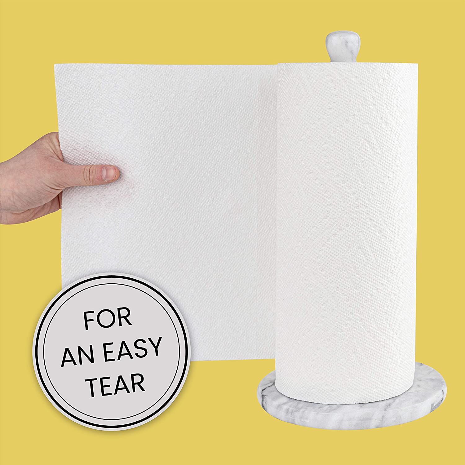 White Marble Paper Towel Holder - Hudson Grace