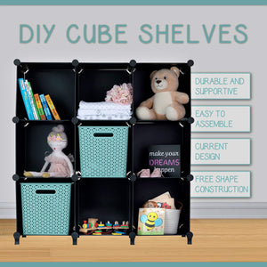 Homeries Cube Storage System – Modular DIY -Cube Plastic Closet Organizer Rack, Storage Shelves, Bookshelf, Bookcase for Bedroom, Office, Dorm Room, College, Living Room - Black