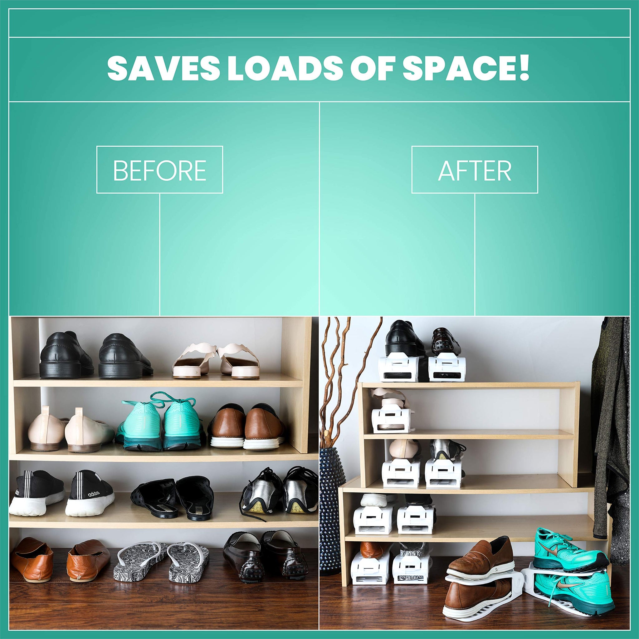 Homeries Shoe Slots Organizer – Space Saving Adjustable Shoes Organize
