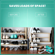 Load image into Gallery viewer, Homeries Shoe Slots Organizer – Space Saving Adjustable Shoes Organizer Rack for Closet – Easy Shoe Stacker for Sneakers, Low Heels, High Heels, Sandals, Kids Shoes